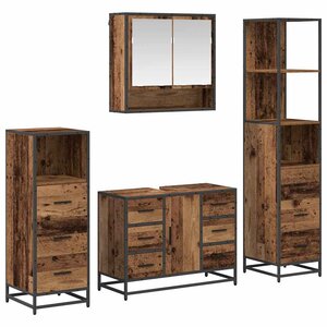 vidaXL Ensemble de mobilier de salle de bain 4 Pièces Bois ancien