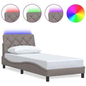 vidaXL Cadre de lit avec LED sans matelas taupe 90x200 cm tissu