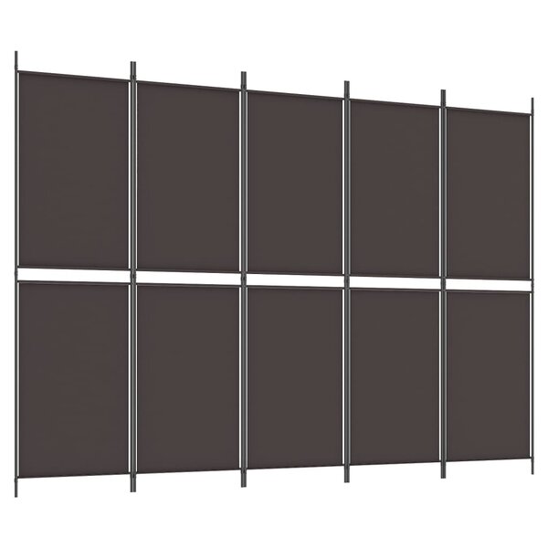 vidaXL Cloison de séparation 5 panneaux Marron 250x180 cm Tissu