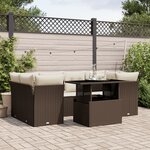 vidaXL Salon de jardin avec coussins 7 Pièces marron résine tressée