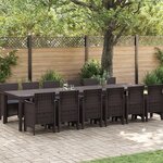 Ensemble de salle à manger de jardin vidaXL 13 pièces avec coussins Rotin poly marron