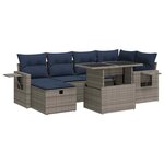 vidaXL Salon de jardin avec coussins 7Pièces gris résine tressée acacia