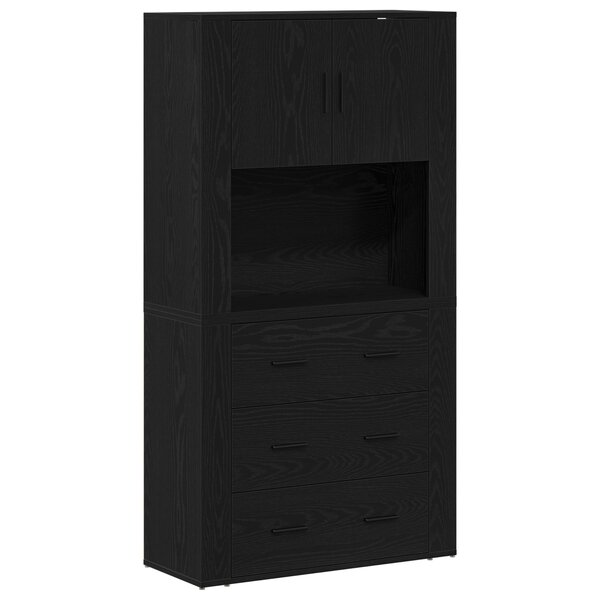 vidaXL Buffet Chêne Noir 80x33x150 cm Bois d'ingénierie