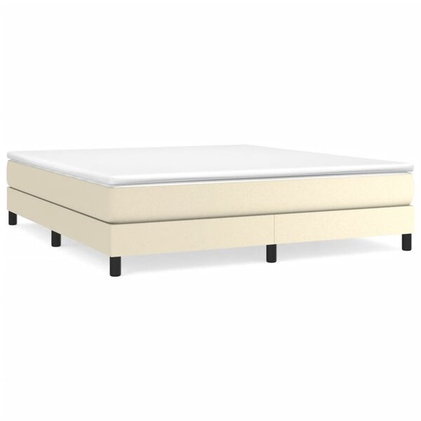 vidaXL Lit à sommier tapissier avec matelas Crème 160x200cm Similicuir
