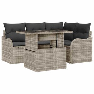 vidaXL Ensemble de canapé de jardin 5 Pièces Gris clair 100 x 55 x 73 cm