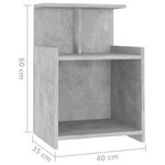 vidaXL Table de chevet Gris béton 40x35x60 cm Aggloméré