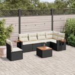 vidaXL Salon de jardin 7 Pièces avec coussins noir résine tressée