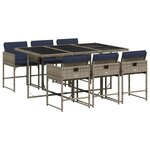 vidaXL Ensemble à manger de jardin 7 Pièces coussins gris résine tressée