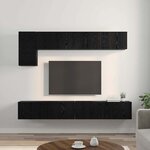 vidaXL Ensemble meuble TV Montage mural 5 Pièces Chêne noir