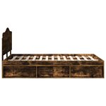 vidaXL Cadre de lit Chêne fumé 135 x 190 cm Pin massif