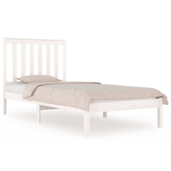 vidaXL Cadre de lit Blanc Bois de pin massif 75x190 cm Petit simple