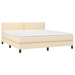 vidaXL Sommier à lattes de lit avec matelas Crème 180x200 cm Tissu