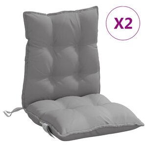 vidaXL Coussins de chaise à dossier bas lot de 2 gris tissu oxford