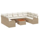 Ensemble de Canapé de Jardin vidaXL de 10 pièces en poly rattan beige avec coussins