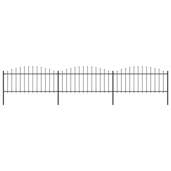 vidaXL Clôture de jardin à dessus en lance Acier (0 5-0 75)x5 1 m Noir