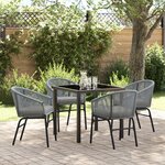 vidaXL Ensemble de jardin de 5 pièces en rotin poly gris