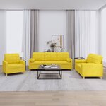 vidaXL Ensemble de canapés 3 Pièces avec coussins jaune clair tissu
