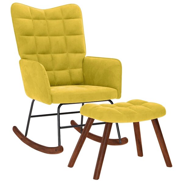 vidaXL Chaise à bascule avec repose-pied jaune velours