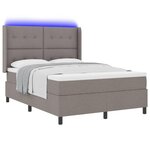 vidaXL Lit à ressort LED avec matelas Taupe 140 x 190 cm tissu
