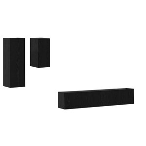 vidaXL Meuble TV mural 3 Pièces Chêne noir Bois d'ingénierie