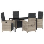 vidaXL Ensemble salle à manger jardin 5 pièces avec coussins poly rotin gris clair