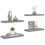 vidaXL Étagères murales flottantes 4 Pièces Gris 60x23 5x3 8 cm MDF
