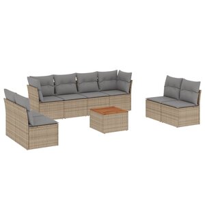 vidaXL Salon de jardin avec coussins 9Pièces mélange beige résine tressée