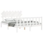 vidaXL Cadre de lit avec tête de lit blanc King Size bois massif