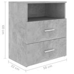 vidaXL Tables de chevet 2 Pièces Gris béton 50x32x60 cm