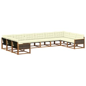 vidaXL Ensemble de canapés d'extérieur 10 pc Naturel et Crème