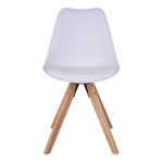 2 chaises de table à manger en cuir blanc à pieds en bois