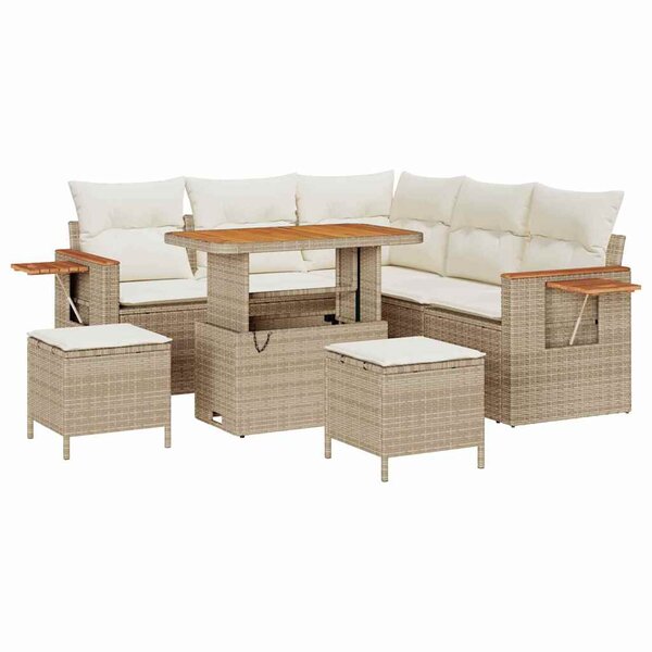 vidaXL Ensemble de canapé de jardin 8 Pièces Beige Poly rotin