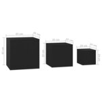 vidaXL Tables d'appoint 3 Pièces Noir Bois d’ingénierie