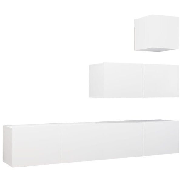 vidaXL Ensemble de meubles TV 4 Pièces Blanc Bois d'ingénierie