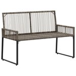 vidaXL Banc extérieur avec coussin 4 Pièces Gris et bleu marine polyrotin