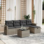 vidaXL Salon de jardin 6 Pièces avec coussins gris clair résine tressée