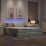 vidaXL Lit de rangement LED avec matelas Gris clair 180 x 200 cm