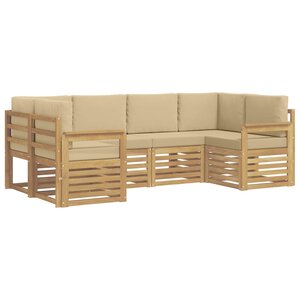 vidaXL Ensemble de canapés d'extérieur 5 pc Blanc et Beige Polyester