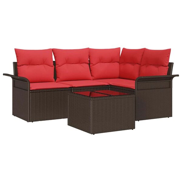 vidaXL Ensemble de canapé de jardin 5 Pièces Marron Poly rotin
