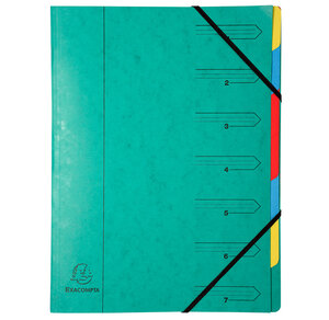 Trieur agrafé avec élastiques 7 compartiments Vert EXACOMPTA