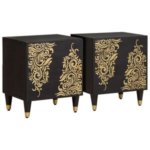 vidaXL Cabinet de chevet avec porte 2 Pièces Noir 40 x 33 x 46 cm