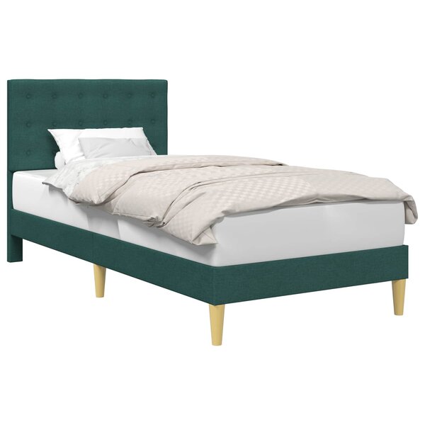 vidaXL Cadre de lit avec tête de lit Vert foncé 100 x 200 cm Tissu