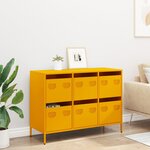 vidaXL Buffet jaune moutarde 101 5x39x73 5 cm acier laminé à froid
