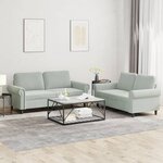 vidaXL Ensemble de canapés 2 Pièces avec coussins Gris clair Velours
