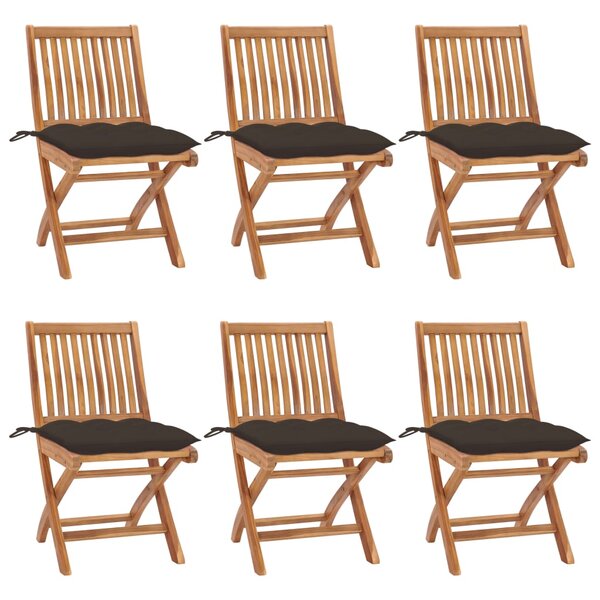 vidaXL Chaises pliables de jardin avec coussins lot de 6 Bois de teck