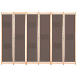 vidaXL Cloison de séparation 6 panneaux Marron 240 x 170 x 4 cm Tissu