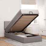 vidaXL Lit ottoman avec matelas taupe 100x200 cm tissu