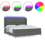 Lit Box Spring avec Matelas & LED Gris Foncé 200x200 cm Tissu