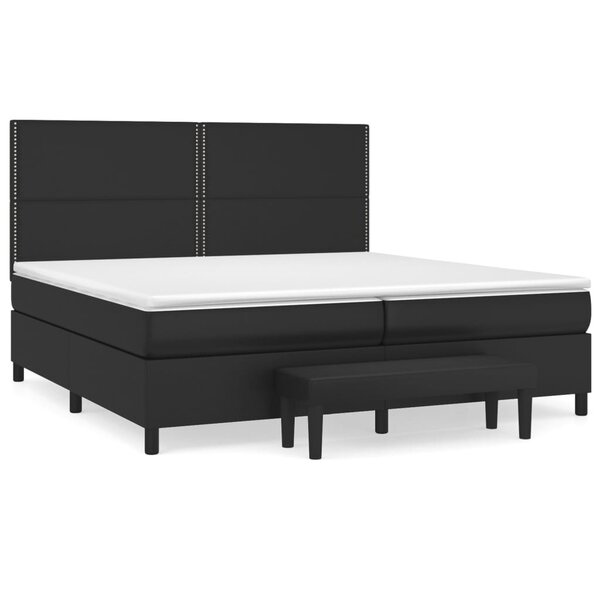 vidaXL Sommier à lattes de lit avec matelas Noir 200x200 cm Similicuir