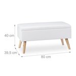 Banquette de rangement avec couvercle 80 x 40 x 39 5 cm assise rembourrée moderne entrée en similicuir blanc 13_0005515